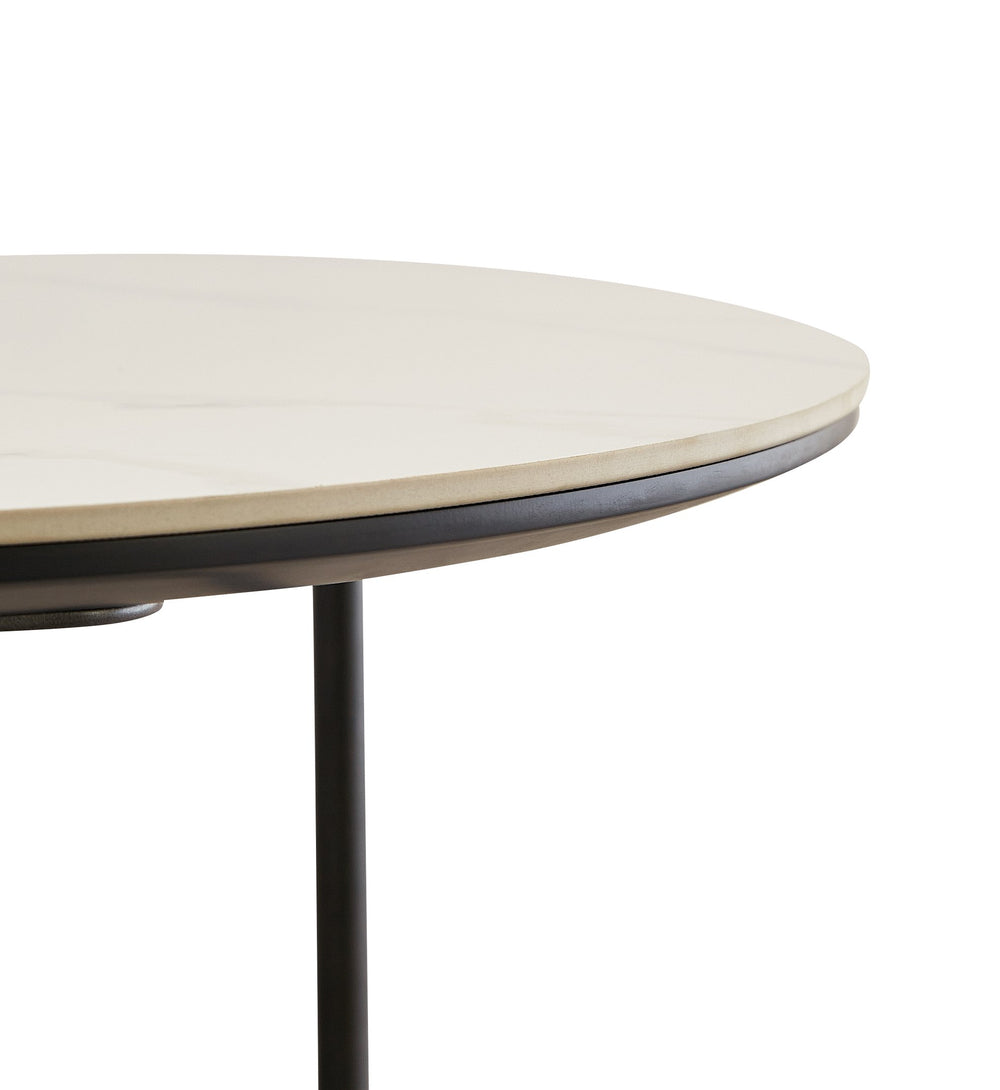 English Elm End/Side Ceramic Accent Table White+Gray - Sintered Stone Top, Metal Frame, Waterproof, Lightweight W1911P194981