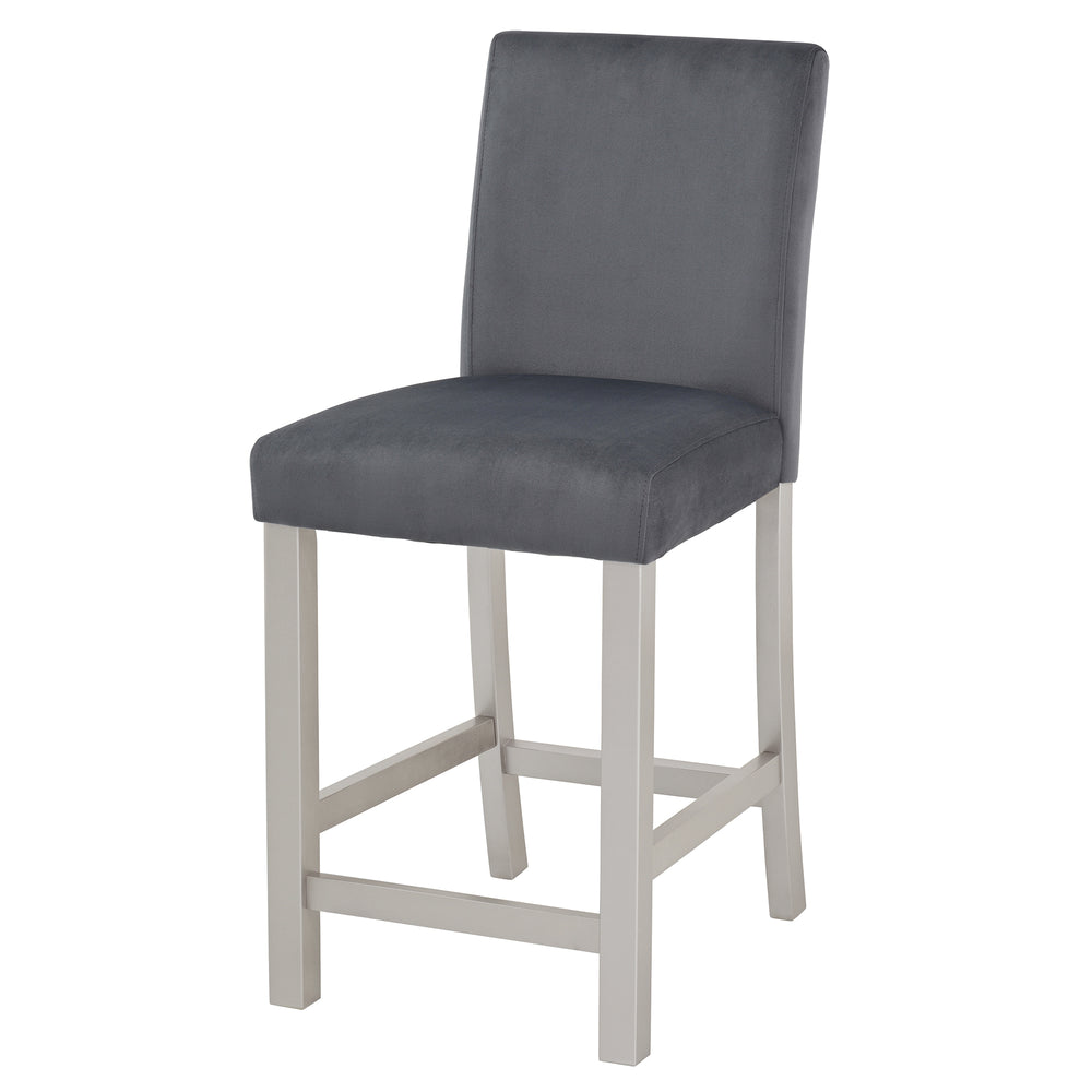 English Elm 5 Piece Counter Height Table Set - Stylish Square Dining Table With 4 Upholstered Chairs, Silver Grey W1998S00070