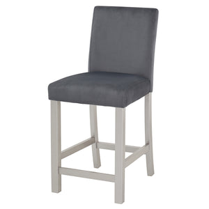 English Elm Counter Height Chairs Set of 4 – Silver Grey Flannelette Upholstery, Ergonomic High Back, 330lb Capacity, Solid Wood Legs W1998P266884