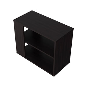 English Elm Rio Verde modern melamine side table with open shelf storage, compact accent piece for small spaces Wenge 29.1 L x 16.9 W x 4.3 H B128P263720