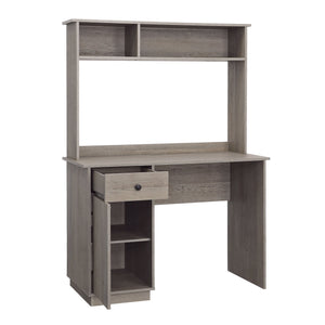 English Elm Desk Gray Hutch with Cubby & Smooth-Glide Drawer — Space-Saving Engineered Wood Desk, Durable Storage, 42.99x18.58x60" B356P354424