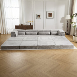 English Elm Compression Modular Floor Sofa Bed - Cozy, No Assembly Needed, Pet-Friendly, Light Grey - Versatile Comfort! W3723S00040