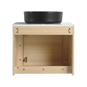 English Elm 24'' Wall-Mounted Bathroom Vanity With Stylish Ceramic Sink, Soft-Close Door & Durable Plywood Design W999S00458