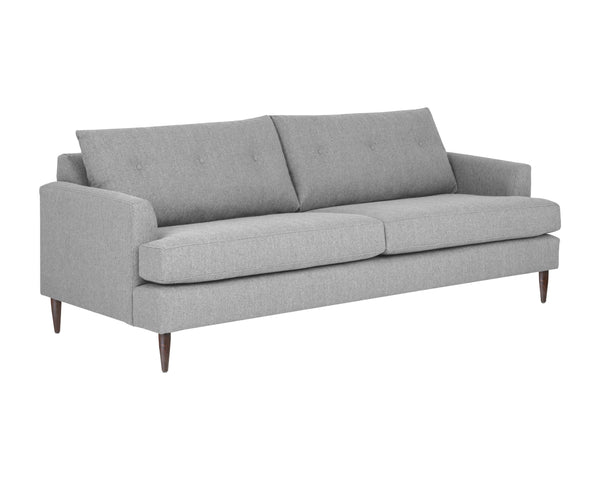 Sunpan Laurel Sofa - Sustainable Mid-Century Modern Design with Recycled Fabric and Walnut Wood Legs Liv Dove
