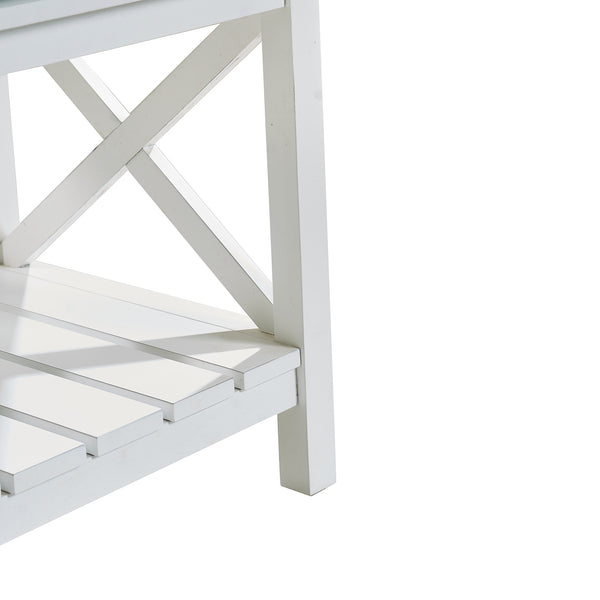 English Elm Bar cabinet Mid-Century Farmhouse Console Table with Wine Rack, Drawer, Shelf & 200lb Capacity White Oak W3417P316958