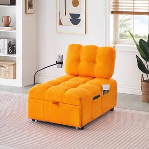 English Elm 40.20 Inch Convertible Teddy Fabric Sofa Bed Compact Sleeper for Apartment Living Room W1658P216827