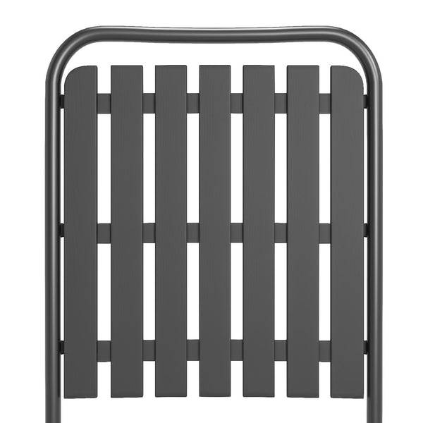 English Elm Brown Folding Patio Chair Set of 2 Wpc Slat Steel Frame Outdoor Seating 350lb W3979P392931