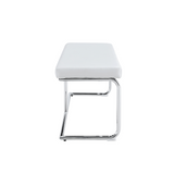 English Elm White Shoe Changing Stool, Silver Metal Legs, Sofa Stool Dining Chair, Suitable For Bedroom ,Fitting Room, Storage Room, Dining Room, Living Room. 005