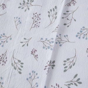 English Elm 4 Pieces Cal King 100% Cotton Flannel Sheet Set - Cozy White Botanical Print For Year-Round Comfort B035P381337