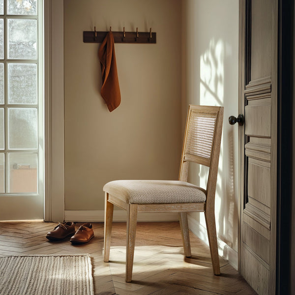 JLA Home INK+IVY - Rattan Handwoven Split-Back Dining Chairs Set of 2 — Reclaimed Wood Frame, Padded Seats, Coastal Style II108-0364