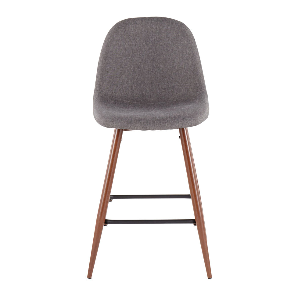 English Elm Pebble Mid-Century Counter Stool Set of 2 in Charcoal Fabric with Walnut Metal Legs — Stylish Comfort B202P222420
