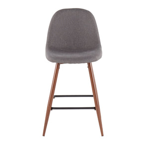 English Elm Pebble Mid-Century Counter Stool Set of 2 in Charcoal Fabric with Walnut Metal Legs — Stylish Comfort B202P222420
