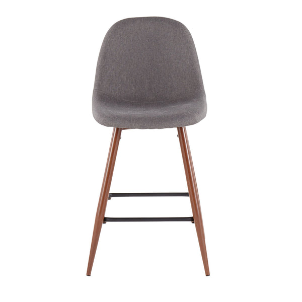 English Elm Pebble Mid-Century Counter Stool Set of 2 in Charcoal Fabric with Walnut Metal Legs — Stylish Comfort B202P222420
