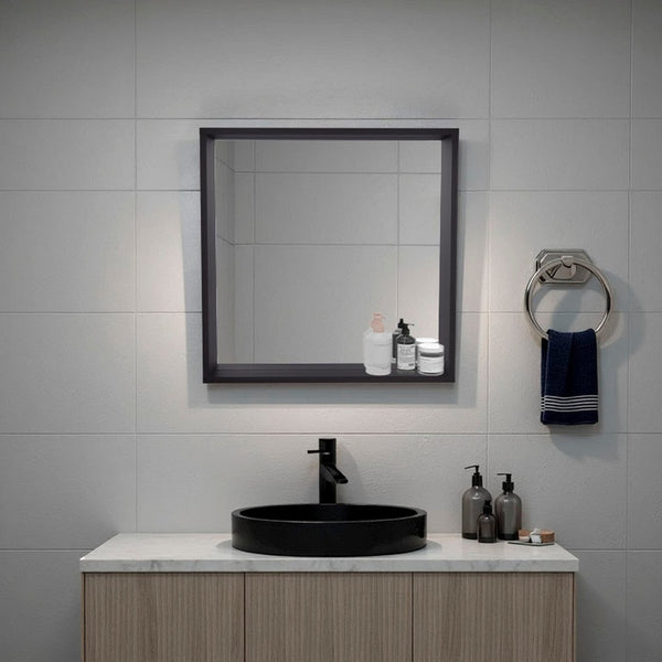 English Elm Wenge Finish Wall Mount Medicine Cabinet with Mirror and Interior Shelving B062P476885