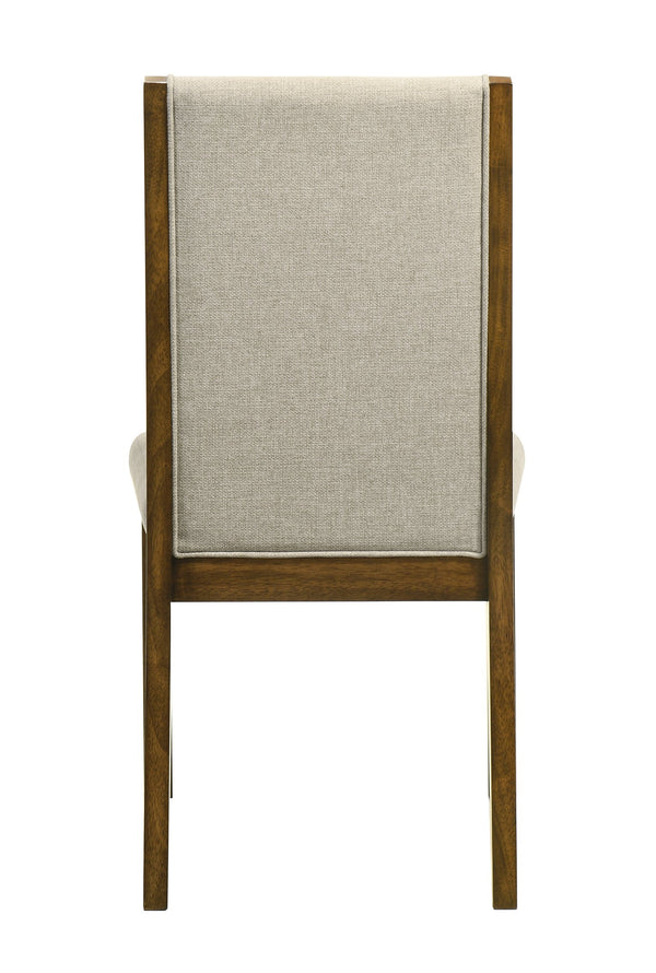 English Elm 6pc Handcrafted Feel Rectangular Dining Set with Tufted Bench, Neutral Upholstery & Mixed Wood Tones B2741S00518