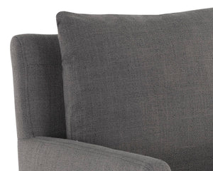 Sunpan Glenrose Elegant Wheeled Dining Armchair - Classic Comfort with Feather-Filled Cushions for Style Effie Smoke