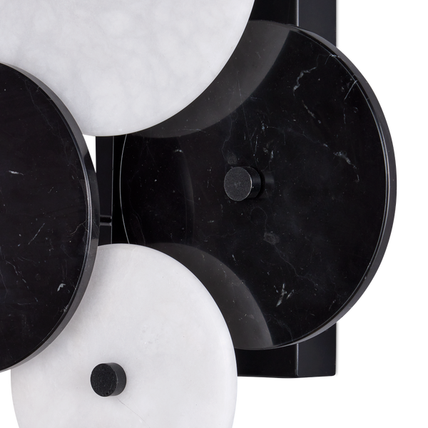 Inyo Wall Sconce: Elegant Mid-Century Modern Design with Black Marble & Alabaster for Stunning Illumination