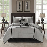 Madison Park Dune Casual 7 Piece Faux Suede Comforter Set MP10-1338 Grey