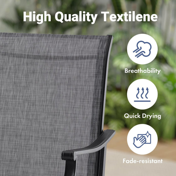 English Elm Outdoor Swivel Patio Dining Chairs Textilene Woven Set for Backyard Entertaining T3623P433695