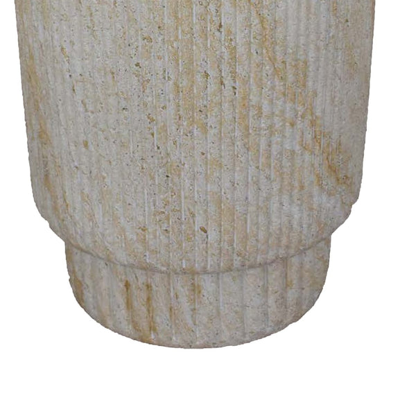 English Elm Archi Fluted Column Resin Plant Stand with Marbled Stone Finish for Indoor Outdoor Use B056P416934