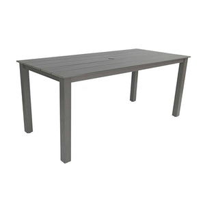 English Elm 68.9-inch Outdoor Rectangular Dining Table Hips Wood Grain Seats Six with Umbrella Hole W2085P364129