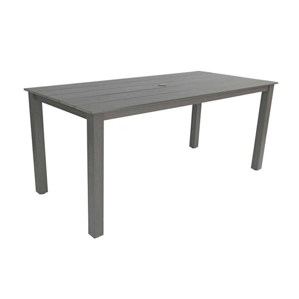 English Elm 68.9-inch Outdoor Rectangular Dining Table Hips Wood Grain Seats Six with Umbrella Hole W2085P364129