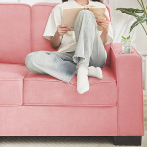 English Elm 83.86"Snowfleece Luxurious 3-Seater Sofa with High-Density Sponge & Spring Support, Cozy Velvet Pink W1359P215067