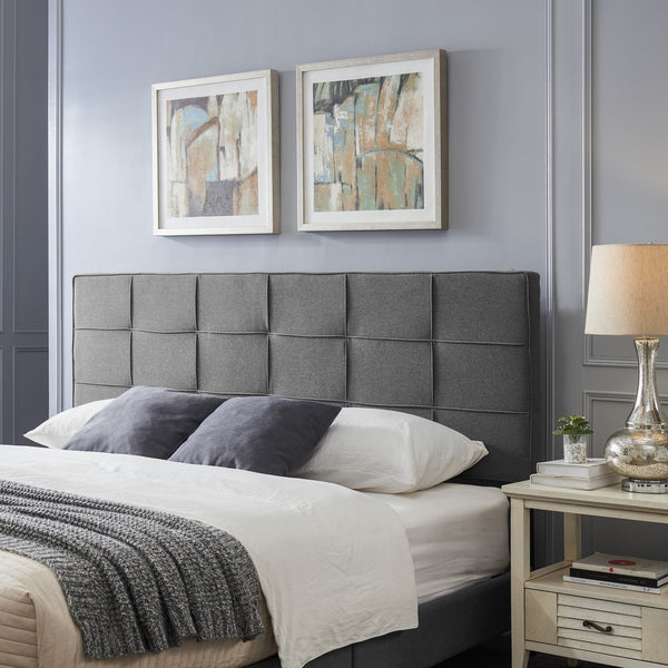 English Elm Christopher Knight Home® - King Linen Upholstered Headboard with Tufted Waffle Stitch, Piped Edges & Adjustable Height, 81" Charcoal grey 66869.00CHARGRY