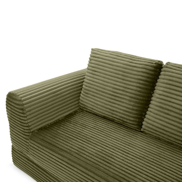 English Elm 2-in-1 Corduroy Futon Sofa Sleeper with Foam Fill and Modular Floor Profile Green W1117P417299
