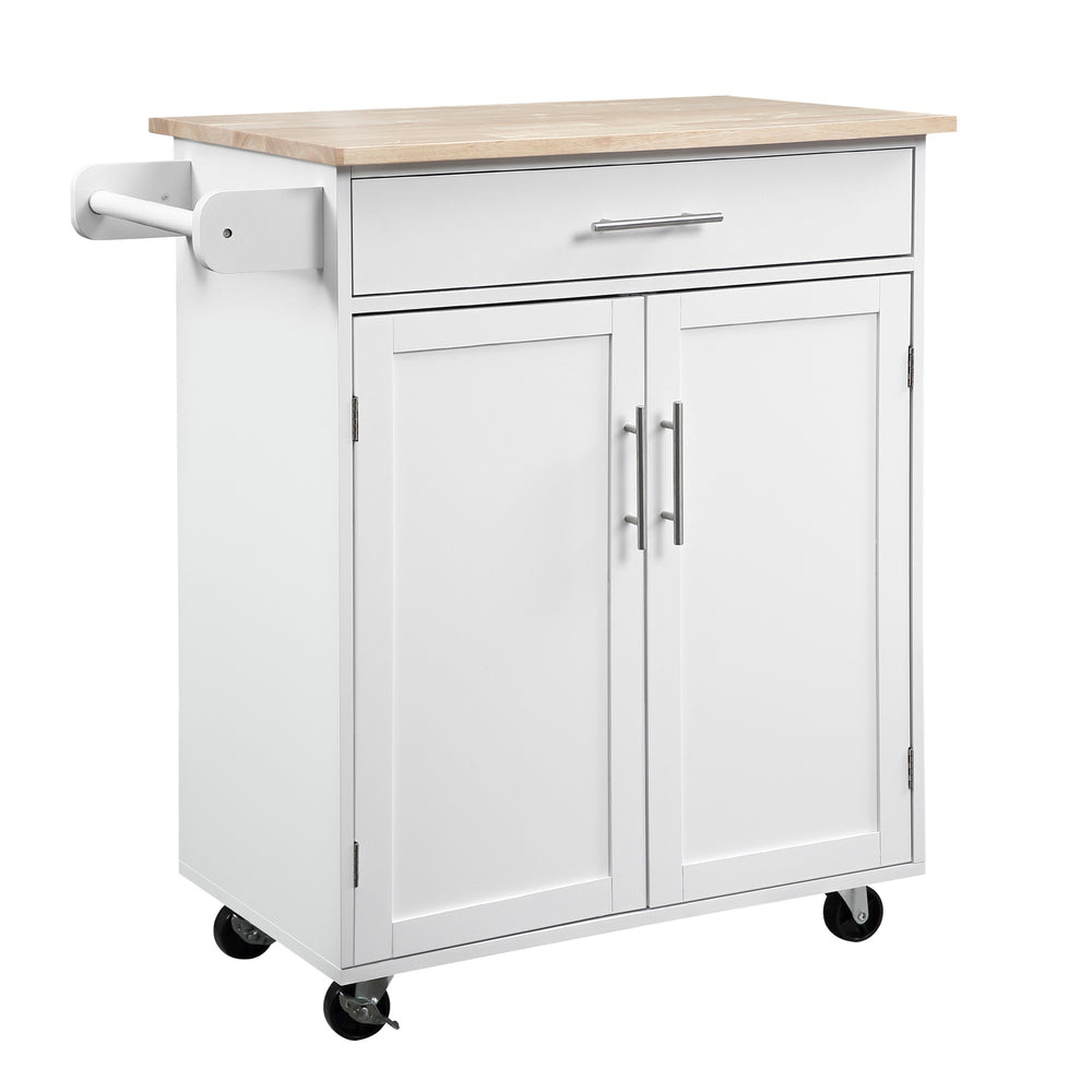 English Elm Homcom Versatile Kitchen Island Cart With Drawer, Towel Rack & Rolls For Easy Storage & Prep W2225P217944