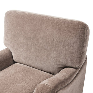 English Elm Candor Overstuffed Accent Chair with English Roll Arms and Walnut Turned Legs Brown B050P466462