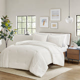 Beautyrest Apollo Casual 3 Piece Striped Seersucker Oversized Comforter Set BR10-3841 Ivory