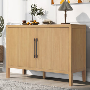 English Elm U_style Farmhouse Pine Veneer Buffet Cabinet with Double Doors for Kitchen or Entryway Natural N711P410389O