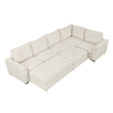 English Elm 121.3" Sectional Couch Sofa Bed Modular Sofa With Two Movable Ottomans For Living Room (Old Sku:N719S001640A), Beige