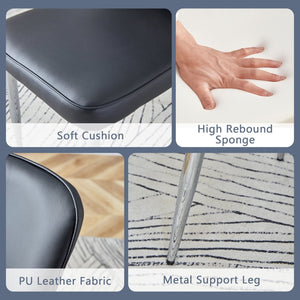 English Elm Table Set: Luxurious Black Marble-Patterned Top With Stainless Steel Legs & 4 Elegant Pu Dining Chairs W1151S01967-GIGA