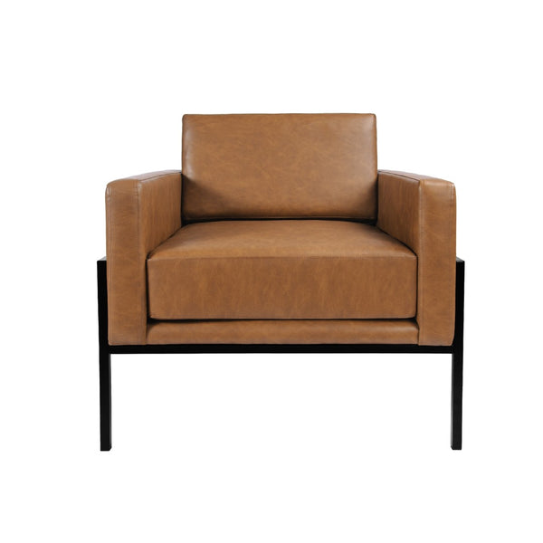 English Elm Fiam Contemporary Faux Leather Accent Armchair with Sleek Matte Black Metal Legs B056P416976
