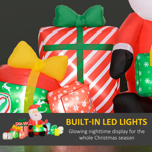English Elm Outsunny 4.4' Inflatable Santa Claus With Colorful Gift Boxes & Led Lights For Festive Outdoor Display W2225P249956-GIGA