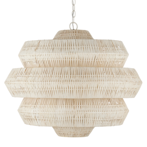 Antibes White Chandelier - Artisan-Crafted Bleached Rattan with Wrought Iron Frame for Modern Spaces