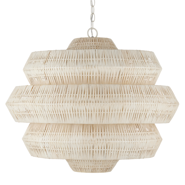 Antibes White Chandelier - Artisan-Crafted Bleached Rattan with Wrought Iron Frame for Modern Spaces