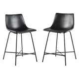 Upholstered Counter Stool with Metal X Base - Set of 2 Black XUMD7DBL Walker Edison