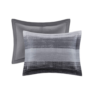 JLA Home Madison Park Essentials - 9 Modern Comforter Set with Watercolor Stripes, Ultra-Soft Microfiber & Textured Cotton Sheets, OEKO-TEX Certified Black MPE10-1199