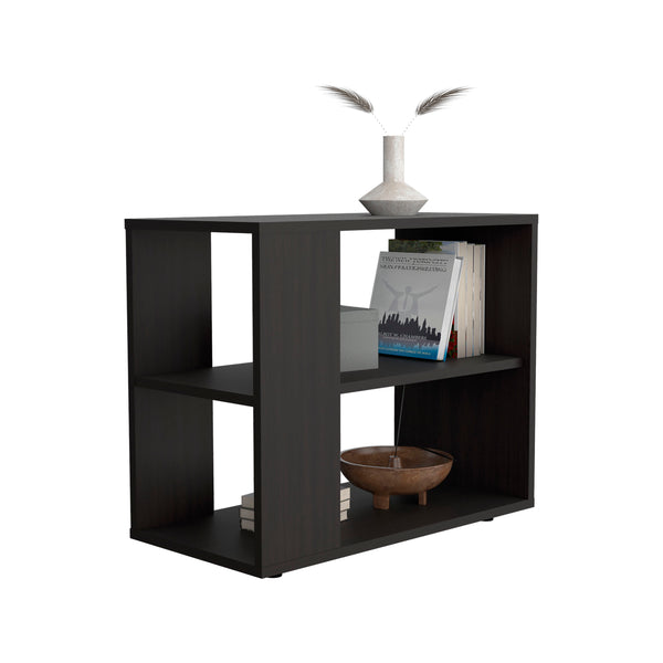 English Elm Rio Verde modern melamine side table with open shelf storage, compact accent piece for small spaces Wenge 29.1 L x 16.9 W x 4.3 H B128P263720
