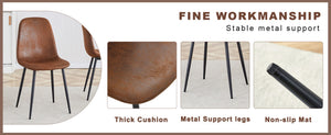 English Elm Table and Chair Set Adjustable Height Mdf Wood Grain Top with 4 Upholstered Seats Brown+Black W1151S04091