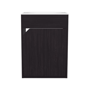 English Elm Bethel 40" Floating Wide One-Door Vanity with Resin Sink, Two Shelves, Kronos Wengue Black Finish B070P337052