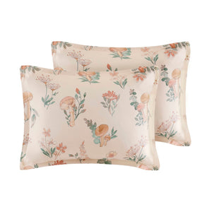 English Elm 4-piece Whimsical Mushroom Floral Microfiber Comforter Set with Shaped Accent Pillow Blush Multi B035P482877