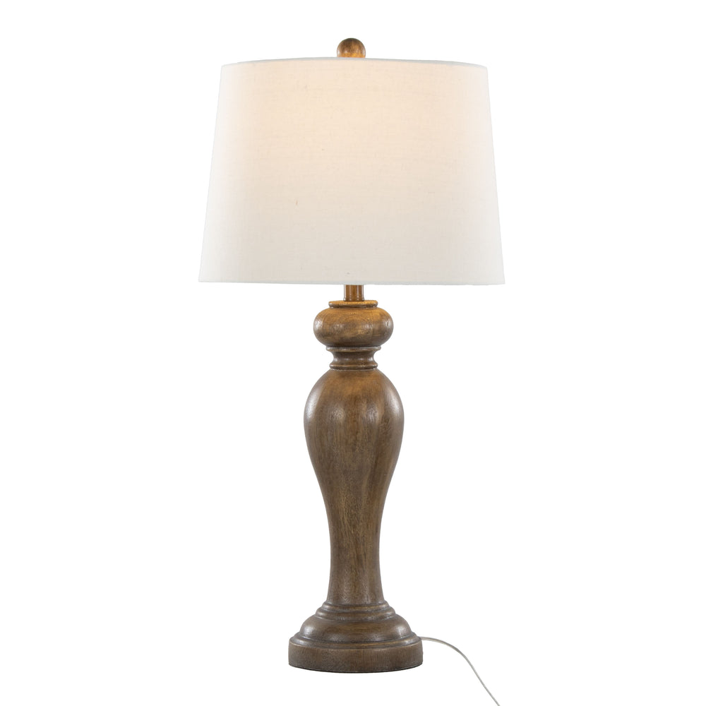 English Elm Peppa Farmhouse 31" Table Lamps Set of 2 in Opal Grey Polyresin with Off-White Linen Shades, 3-Way Switch B202P224057