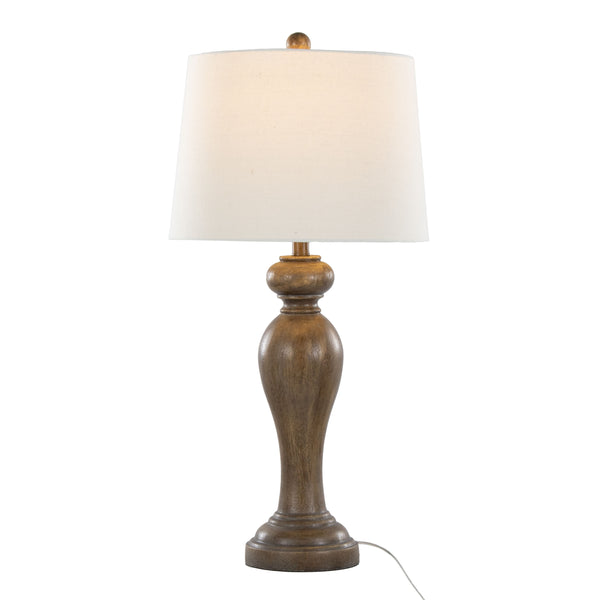 English Elm Peppa Farmhouse 31" Table Lamps Set of 2 in Opal Grey Polyresin with Off-White Linen Shades, 3-Way Switch B202P224057