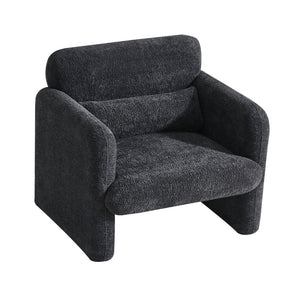 English Elm Best-selling Boucle Cloud Chair Curved Plush Upholstered Armchair with Lumbar Pillow Included Antique Dark Grey W1765P334057