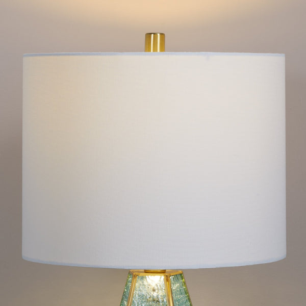 English Elm Glass Glam Table Lamp Set Two Linen Shade Nightstand Bedroom Accent Lighting Gold,Turquoise,White B202P471579