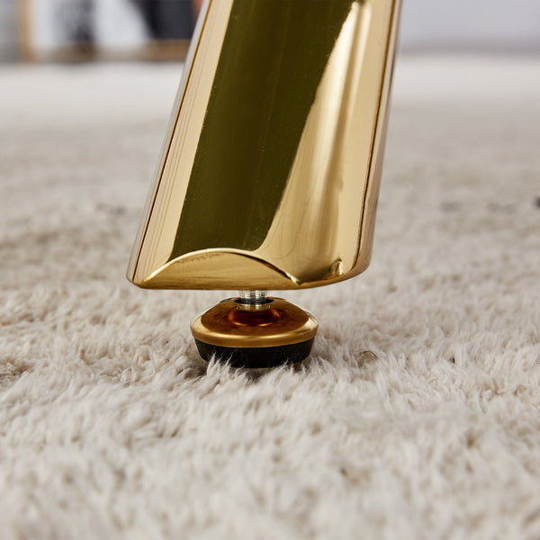 English Elm 63"x35.4" Luxurious Marble-Patterned Tempered Glass Dining Table with Gold Fork Legs, Scratch-Resistant Elegance Black+Gold W1151S03298